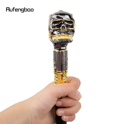 Golden Black Skull Head Big Tooth Steampunk Walking Stick with Hidden Plate Fashion Cane Plate Cosplay Crosier Stick 93cm