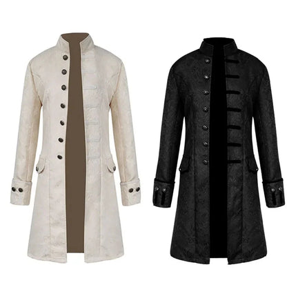 Steampunk Jacket Coat Victorian Ghost Gothic Halloween Vampire Costume Men Blazer Suits Stand Collar Trench For Adult Vest Shirt