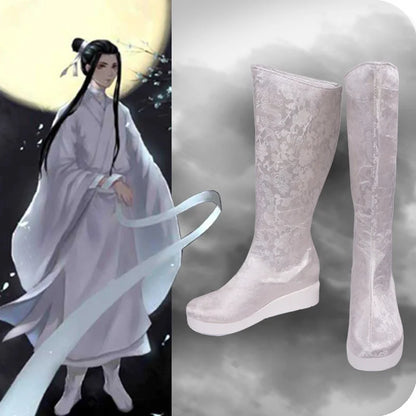 Anime Tian Guan Ci Fu Cosplay Costume Xie Lian Shoes Halloween Props Xie Lian Hua Cheng White Black High heels Shoes Boots