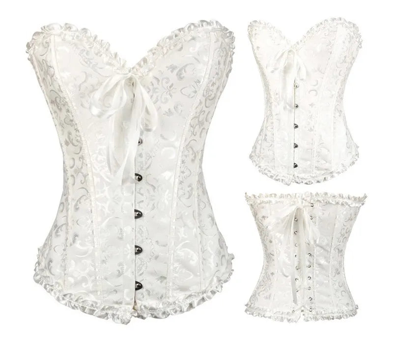 S-6XL Plus Size Women Corset Sexy Cotton Lace Up Bow Overbust Corsets And Bustiers Sexy Gothic Lady Slimming Waist Shaper Corset