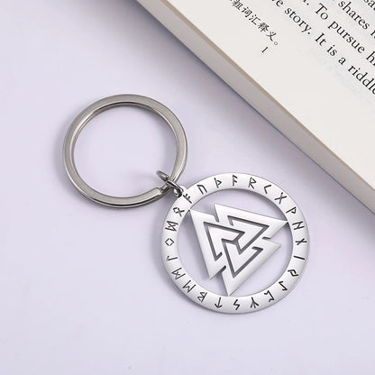 Viking Celtic Knot Pendant Keychain Hollow Stainless Steel Keychain for Men Bag Car Key Rings Chains Tridents Jewelry