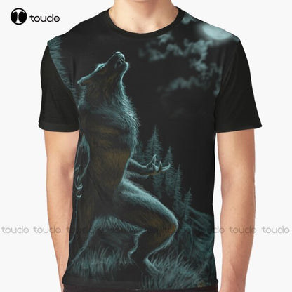 Howl Of The Werewolf Graphic T-Shirt Custom Aldult Teen Unisex Digital Printing Tee Shirts Custom Gift Xxs-5Xl Streetwear