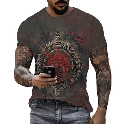 Viking Tattoo 3D Printed Men T-Shirt Tree Of Life Graphics With Triquetra T Shirt Nordic Warrior Style Vintage Designer Clothing