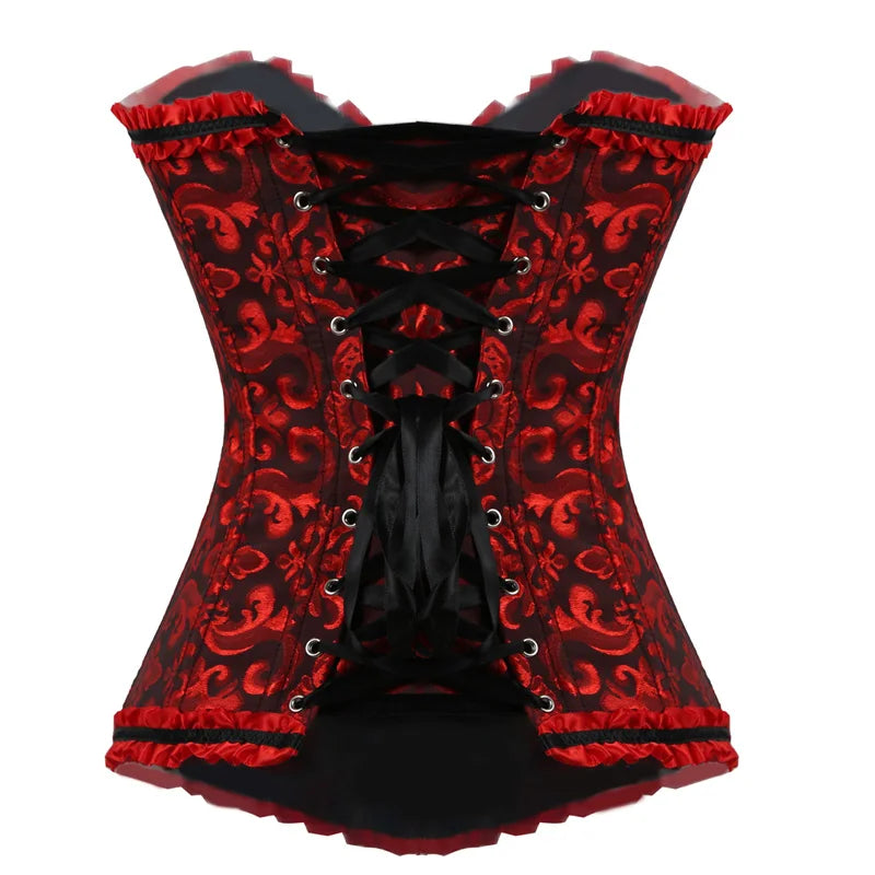 S-6XL Plus Size Women Corset Sexy Cotton Lace Up Bow Overbust Corsets And Bustiers Sexy Gothic Lady Slimming Waist Shaper Corset