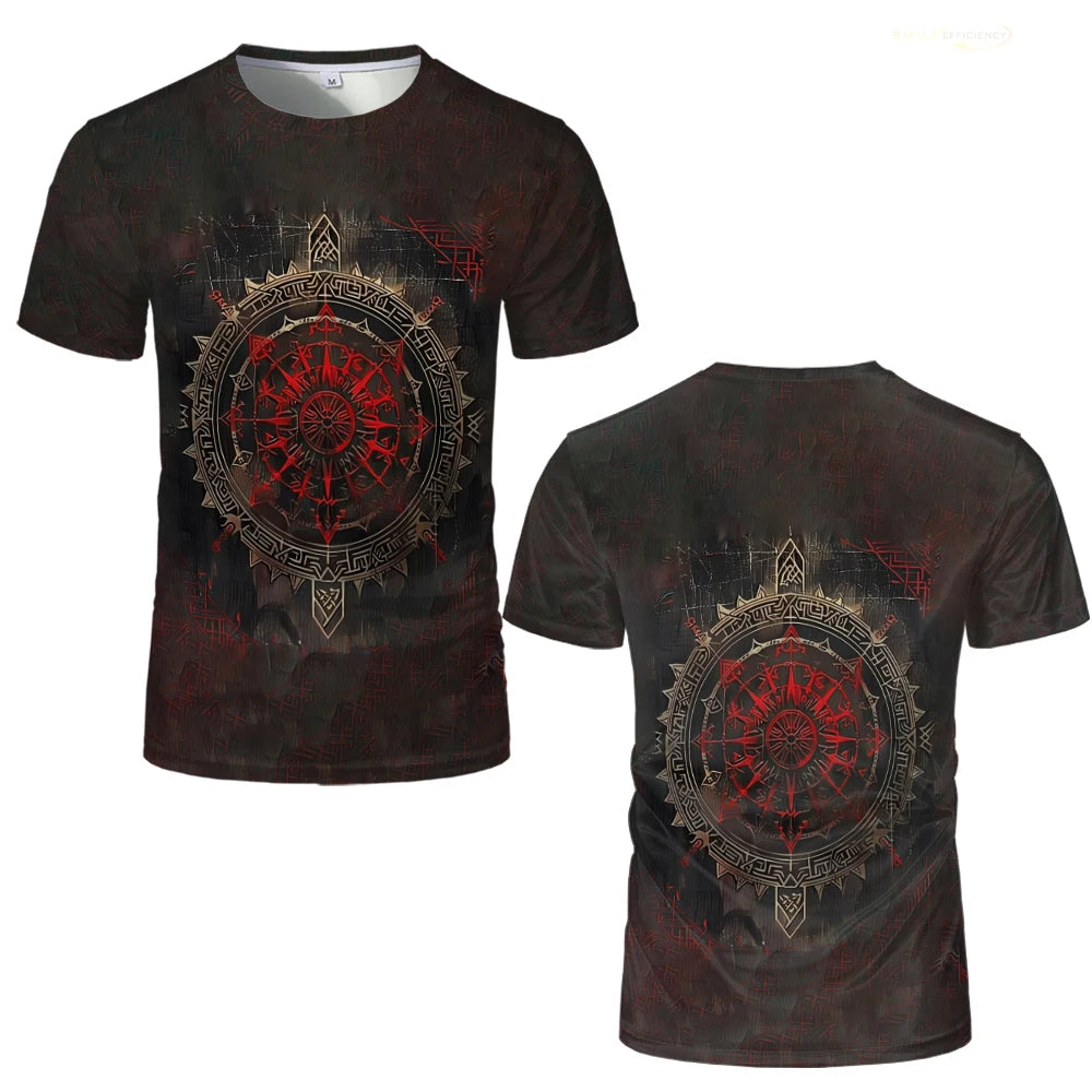 Viking Tattoo 3D Printed Men T-Shirt Tree Of Life Graphics With Triquetra T Shirt Nordic Warrior Style Vintage Designer Clothing