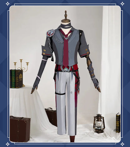 Game GenshinImpact Wriothesley Cosplay Costume Fontaine Wriothesley Wig Shoes Steampunk Clothes Anime Punk Uniform Suit Outfit