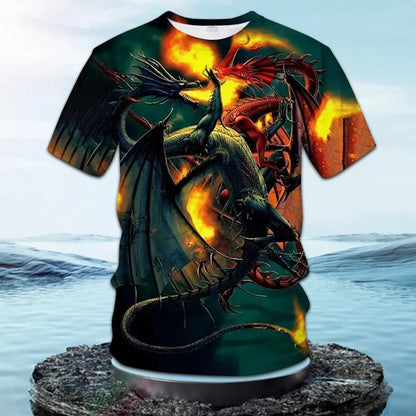 Fashionable and Lnteresting Dragon  Pictures For Men's T-Shirts Trend Digital Printing Casual Round Neck Short Sleeved