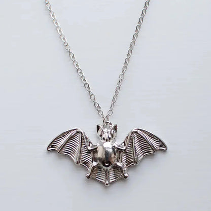 Hanging Bat with Open Wings Pendant Vampire Bat Pendant Necklace Chic Goth Gothic Spooky Creepy Scary  Cave Animal Necklace