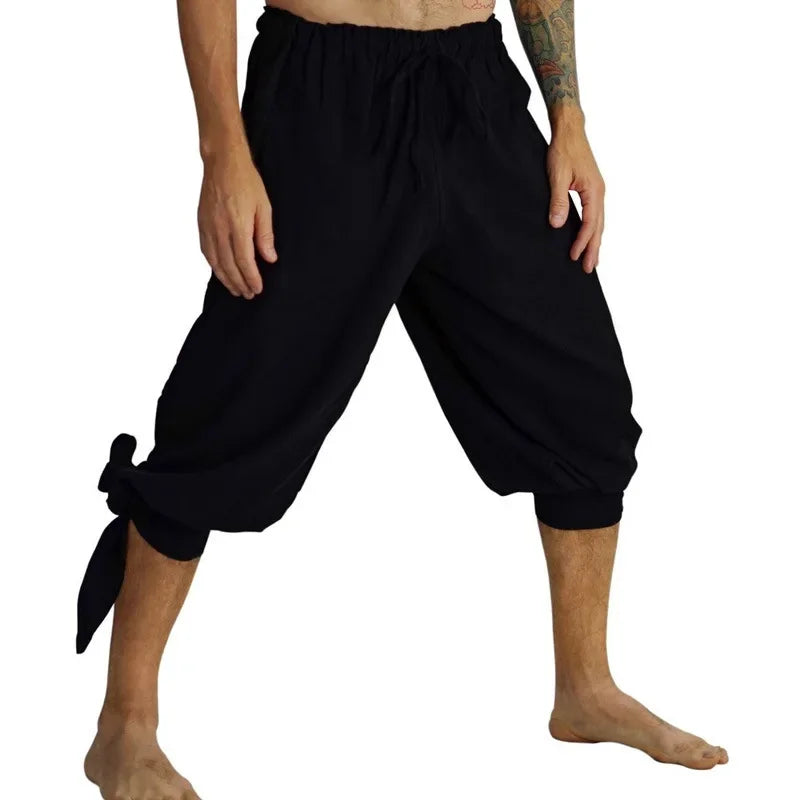 Men Medieval Renaissance Viking Pirate Pants Cosplay Costume Loose Pants Horseman Peasant Castaways Costume Bloomers Trousers