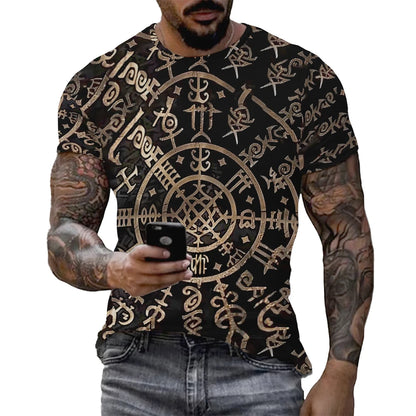 Viking Tattoo 3D Printed Men T-Shirt Tree Of Life Graphics With Triquetra T Shirt Nordic Warrior Style Vintage Designer Clothing