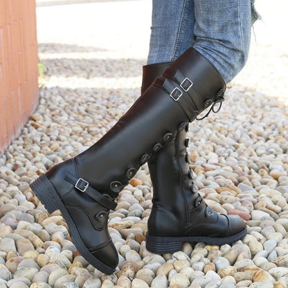 Women Knee High Boots Autumn Winter  Sexy Steampunk Shoes Women Fashion Retro Buckle Comfortable Boots Women Zapatos De Mujer