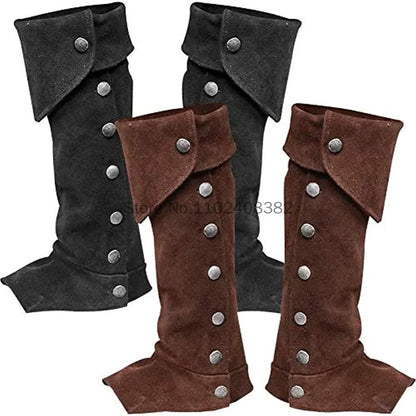 Medieval Warrior Suede Shoes Cover Steampunk Leg Armor Knight Bandage Boots Cover Men Women Cosplay Retro Foot Guard