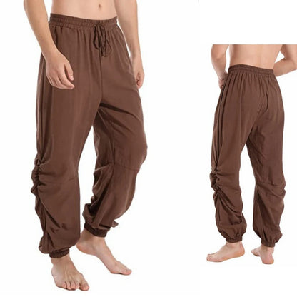 Adult Men Pirate Pants Vintage Medieval Renaissance Lounge Costume Loose Pants Viking Black Brown Trouser