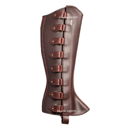 Medieval Viking Armor Leather Half Chaps Lace Up Buckle Shoes Boots Cover Steampunk Vintage Hiking Gaiter Men Women Larp Knight