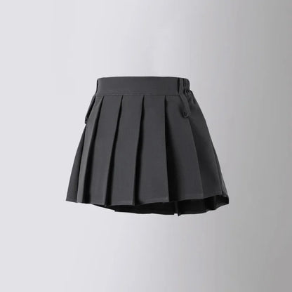 Girls Gray Pleated Skirts Autumn Retro High Waist A-line Kilt 3 To 13 Years School Uniform Kids Fashion Irregularity Teen Skirt