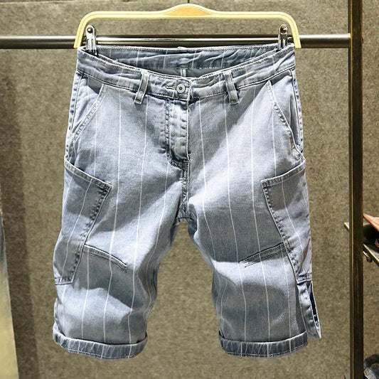 Man Denim Shorts Long Half With Pockets Short Jeans Pants For Men Bermuda Summer Stretch Buttons Harajuku Designer Vintage