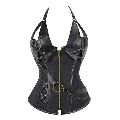 Medieval Viking Pirate Costume Women Bustiers Corsets  Gothic Leather Overbust Corselet Steampunk Corset Vest Bustiers