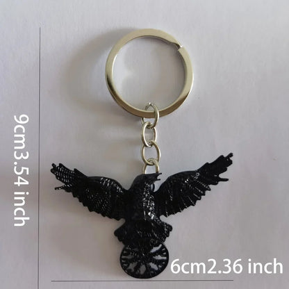 New Exquisite Fashion Retro Gothic Black Viking Amulet Crow Pendant Keychain For Men And Women Jewelry Accessories Wholesale