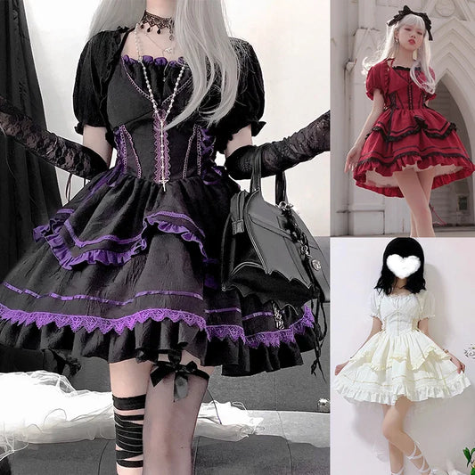 Original Lolita Dark Goth doll Elegant Lolita dress by the banks of the Seine