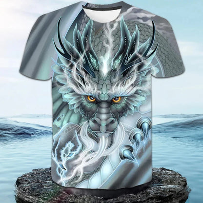 Fashionable and Lnteresting Dragon  Pictures For Men's T-Shirts Trend Digital Printing Casual Round Neck Short Sleeved