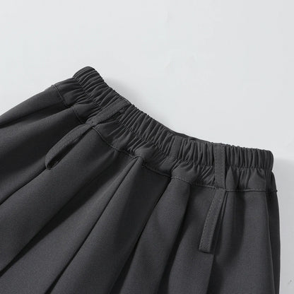 Girls Gray Pleated Skirts Autumn Retro High Waist A-line Kilt 3 To 13 Years School Uniform Kids Fashion Irregularity Teen Skirt