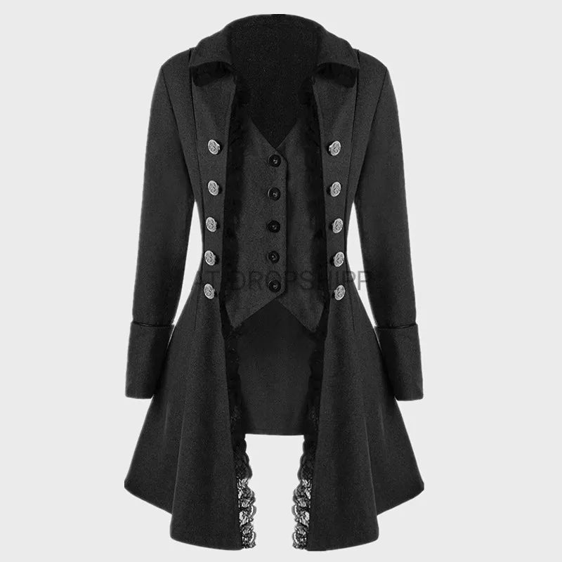 Medieval Retro Red Tuxedo Tailcoat Women Jacket Coats Swallowtail Dust Cosplay Steam Punk Costume Palace Dress Europe Uniform