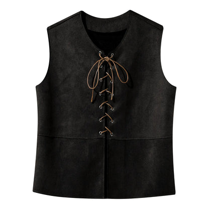 Kids Medieval Renaissance Vest Gothic Steampunk Sleeveless Lace Up Waistcoat Halloween Cosplay Pirate Costume Top for girls Boys