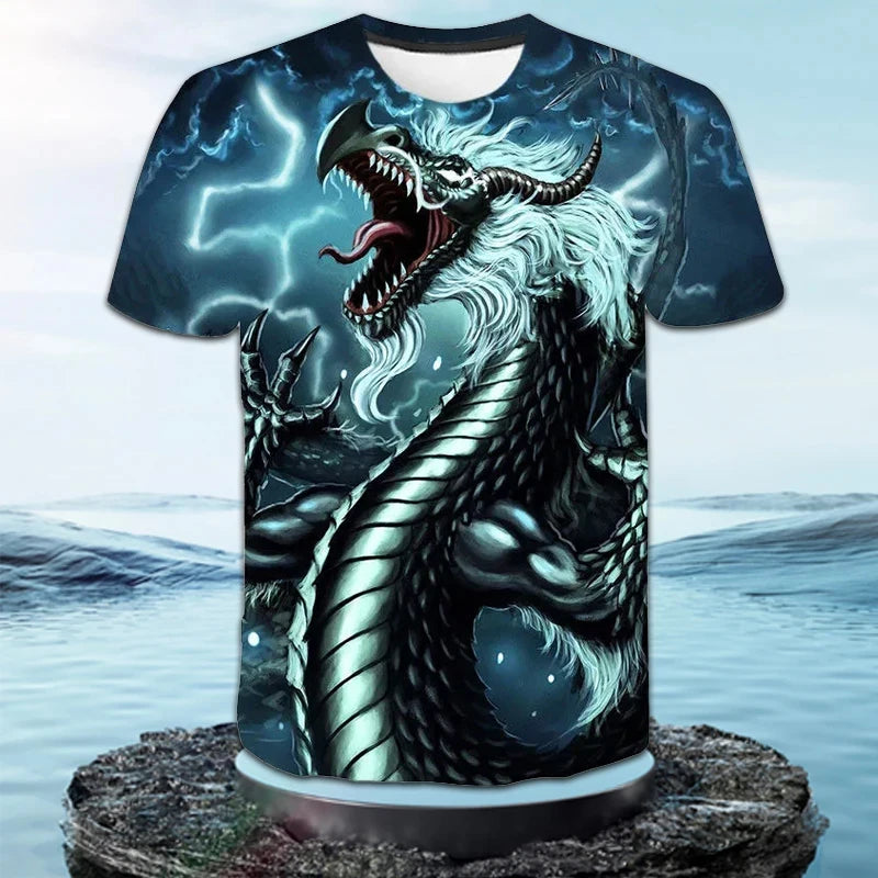 Fashionable and Lnteresting Dragon  Pictures For Men's T-Shirts Trend Digital Printing Casual Round Neck Short Sleeved