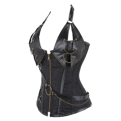 Medieval Viking Pirate Costume Women Bustiers Corsets  Gothic Leather Overbust Corselet Steampunk Corset Vest Bustiers