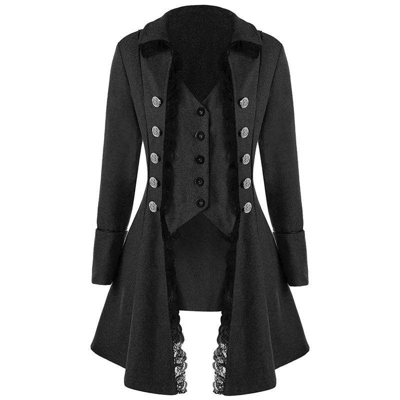 Medieval Retro Red Tuxedo Tailcoat Women Jacket Coats Swallowtail Dust Cosplay Steam Punk Costume Palace Dress Europe Uniform