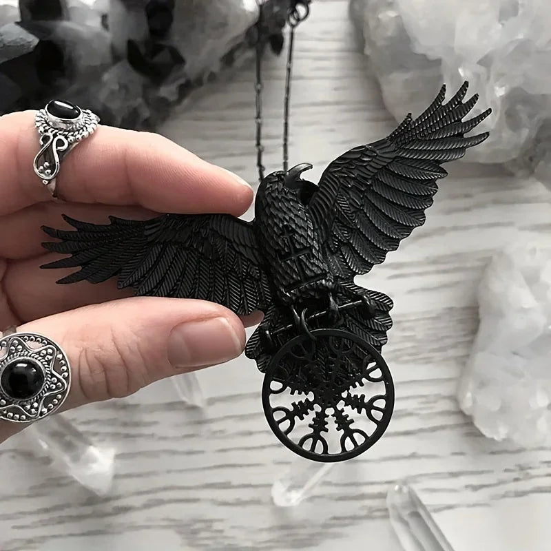 New Exquisite Fashion Retro Gothic Black Viking Amulet Crow Pendant Keychain For Men And Women Jewelry Accessories Wholesale