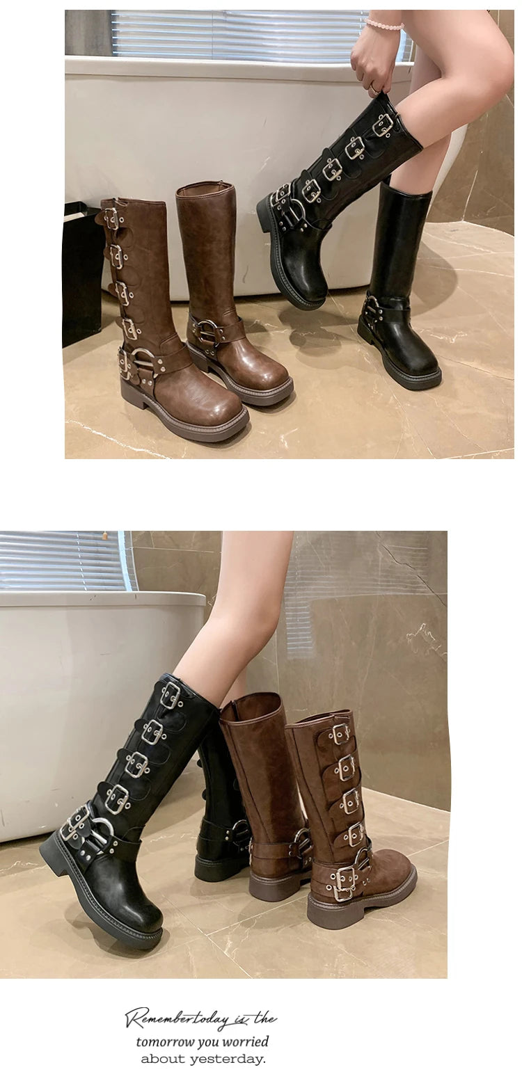 Lady Boots Women's Rubber Shoes Rain Sexy High Sexy Luxury Designer Square Toe Winter Footwear Boots-women