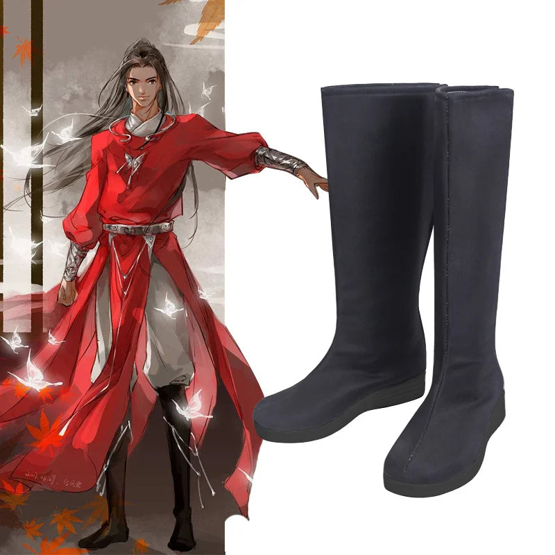 Anime Tian Guan Ci Fu Cosplay Costume Xie Lian Shoes Halloween Props Xie Lian Hua Cheng White Black High heels Shoes Boots