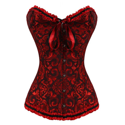 S-6XL Plus Size Women Corset Sexy Cotton Lace Up Bow Overbust Corsets And Bustiers Sexy Gothic Lady Slimming Waist Shaper Corset