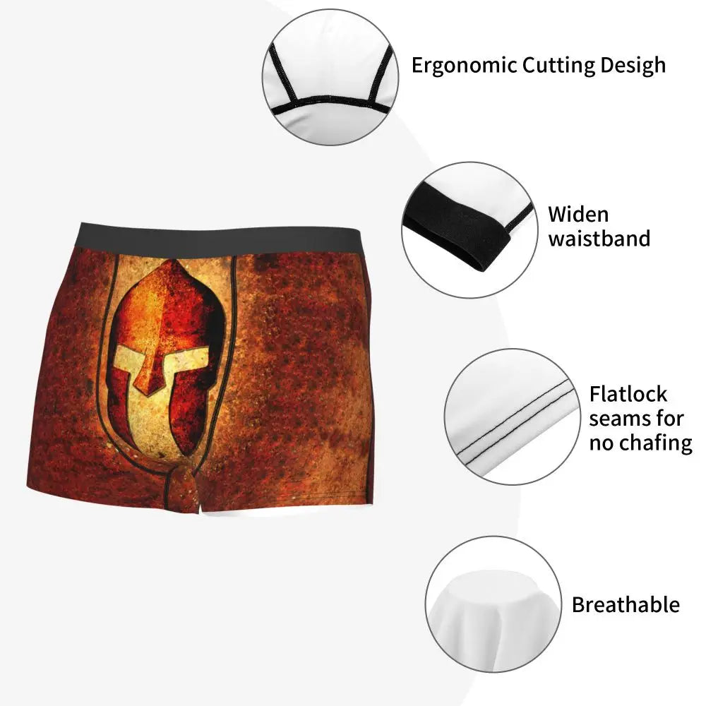 Male Novelty Sparta Spirit Spartan Helmet Underwear Boxer Briefs Breathable Shorts Panties Underpants