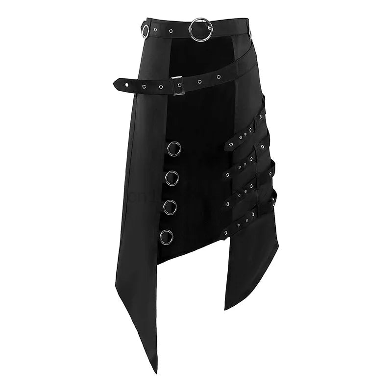 Men Black Gothic Punk Rock Half Kilt Stage Performance Party Club Cosplay Half Skirt Man Streetwear Hip Hop Personality Skirt