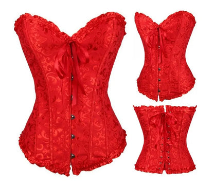 S-6XL Plus Size Women Corset Sexy Cotton Lace Up Bow Overbust Corsets And Bustiers Sexy Gothic Lady Slimming Waist Shaper Corset