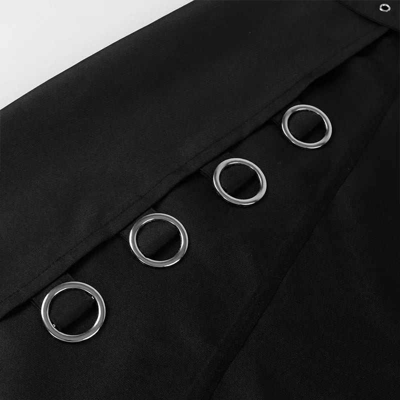 Men Black Gothic Punk Rock Half Kilt Stage Performance Party Club Cosplay Half Skirt Man Streetwear Hip Hop Personality Skirt