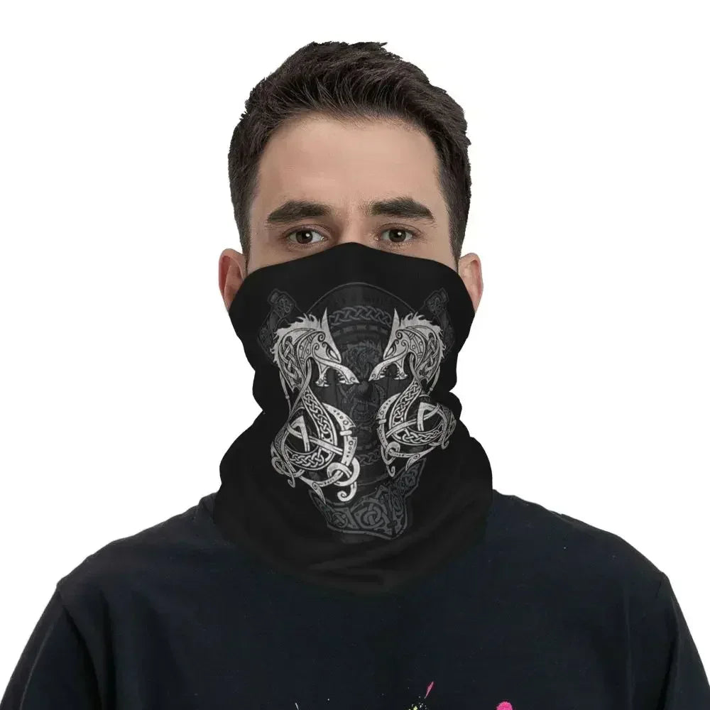 Viking Loki Son Fenrir Bandana Neck Gaiter Printed The Wolf of Norse Face Scarf Headwear Riding for Men Women Adult Washable