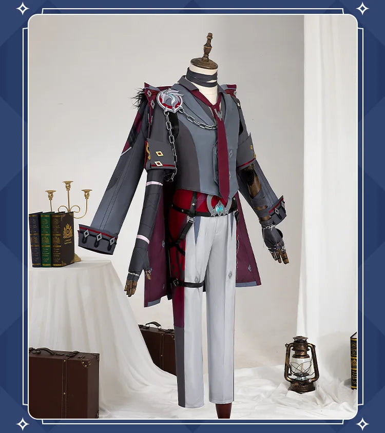 Game GenshinImpact Wriothesley Cosplay Costume Fontaine Wriothesley Wig Shoes Steampunk Clothes Anime Punk Uniform Suit Outfit