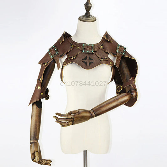 2023 Medieval Knight Shoulder Armor Costume Warrior Pirate Viking Cosplay Vintage Punk Leather Spaulder Halloween Party Costume