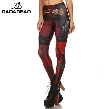 Nadanbao Leggings Holiday Party Cosplay Women Deadpool Wolverine Print Elastic Leggings Female Sexy Tights Mid Waist Trousers