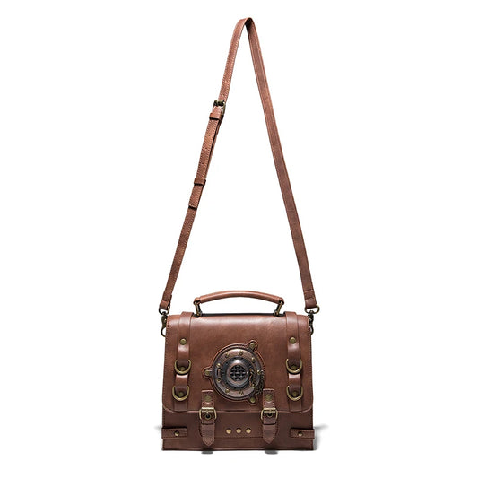 Steampunk Women's Shoulder Bag PU Leather Briefcase Halloween Industrial Vintage Handbag Messenger Tote Side Hand Bag Man