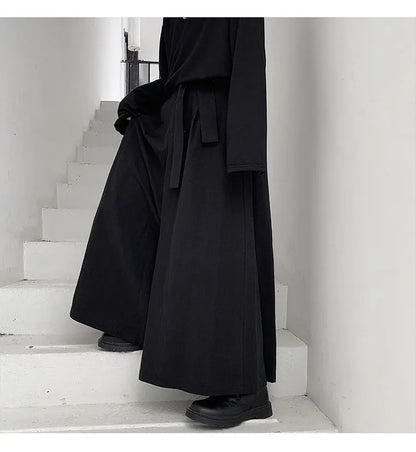 Boy Men Japanese Yamamoto Style Pants Skirts Medieval Gothic Knight Wide Leg Palace Trousers Banquet Dinner Party Formal Pants