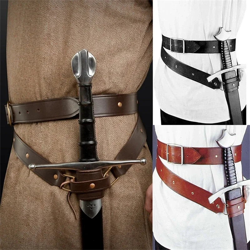 Medieval Sword Holder Belt Men Steampunk Buckle Strap Pirate Viking Knight Cosplay Costume Accessories