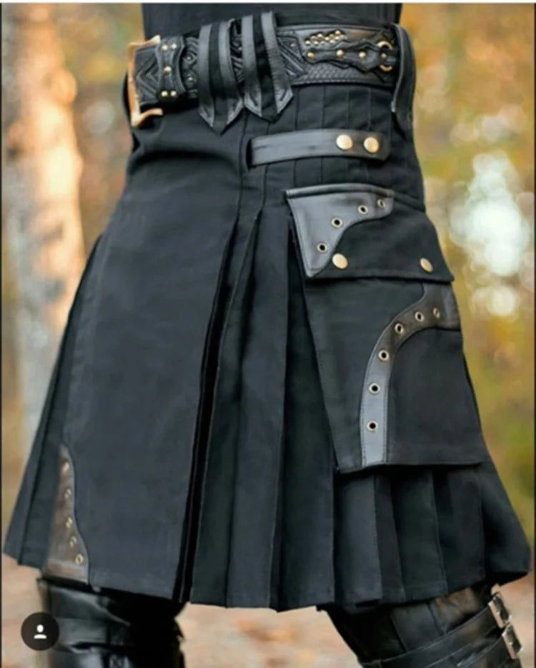 IOOTIANY Medieval Scottish Mens Kilt Dress Renaissance Traditional Skirt Metal Classic Skirts Steampunk Saias Cosplay Costumes