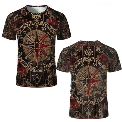 Viking Tattoo 3D Printed Men T-Shirt Tree Of Life Graphics With Triquetra T Shirt Nordic Warrior Style Vintage Designer Clothing