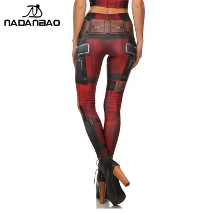 Nadanbao Leggings Holiday Party Cosplay Women Deadpool Wolverine Print Elastic Leggings Female Sexy Tights Mid Waist Trousers