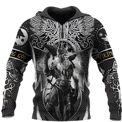 2024 New Hoodie 3d Viking Harajuku Print Pullover Men's Hooded Sweatshirt Oversized Vintage Male Clothing Fall Long Sleeve