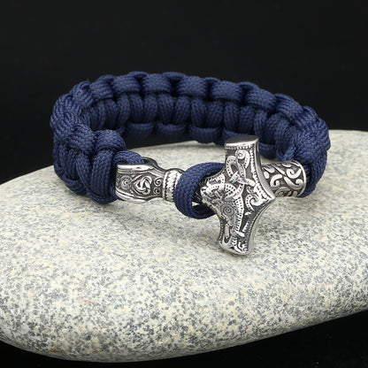 Nordic Men's Stainless Steel Viking Hammer Bracelet